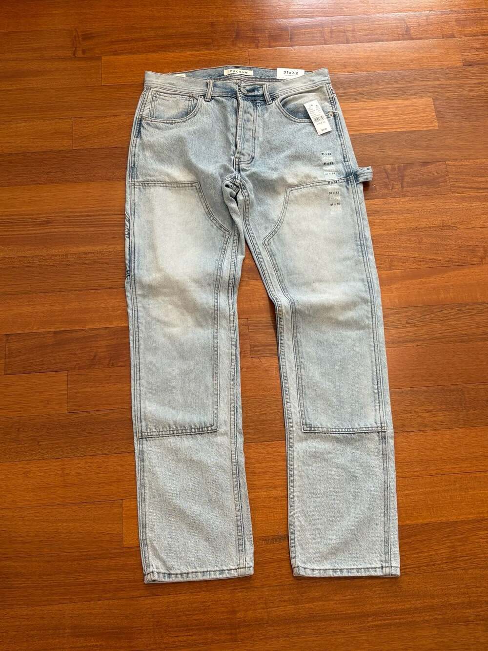 PacSun Vintage Loose Double Knee Carpenter Jeans 31x32 Light Indigo